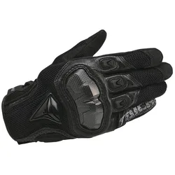 Genuine Leather Men's Motorcycle Racing Gloves - Touch Screen Compatible, Spring/Autumn - M (391 Black)