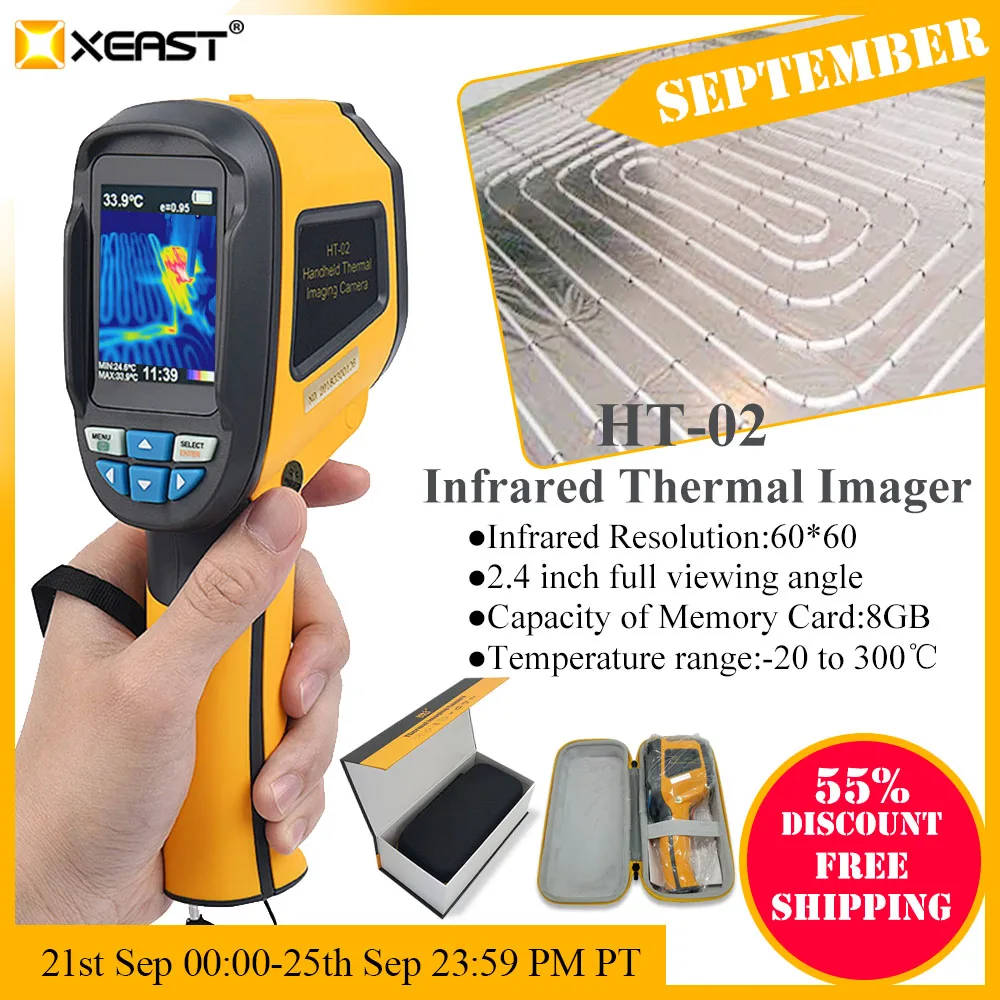 US $148.99 Fast delivery 24 inch color handheld infrared thermometer thermometer camera 3600 pixels 60 60 resolution HT02HT175HT18
