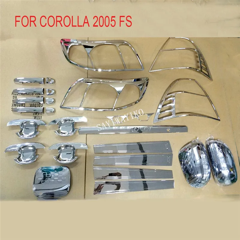 Для Toyota Corolla 2005 FS Высокое качество 26 шт. ABS хромированная отделка Аксессуары покрытие автомобильный Стайлинг светильник крышка