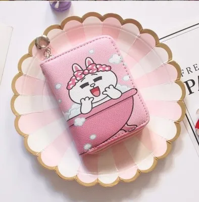ASSEZSAC Fashion Short Wallet Zipper Print Student Small Fresh Cute Cartoon Rabbit Cat Dog Bear Small Wallet Wrist Coin Purse - Цвет: Coin Purse F32