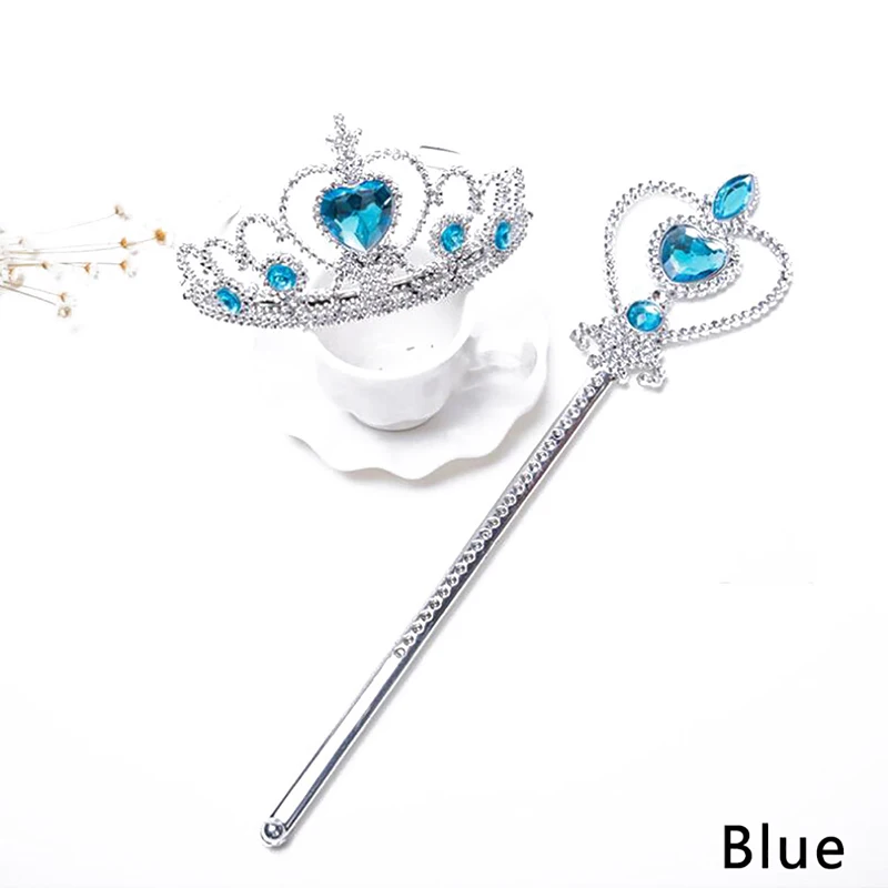 2 шт./компл. Принцесса Эльза \'s Tiara аксессуары, ювелирное изделие для детей короны+ Эльза волшебные палочки для девочек для рождественской вечеринки, подарок на праздник для девочек