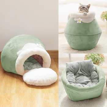 

Cat Nest Winter Thick Cat House Cat Sleeping Bag Cat Sleeping Pad Foldable Enclosed Cat House Honeypot Cat Nest