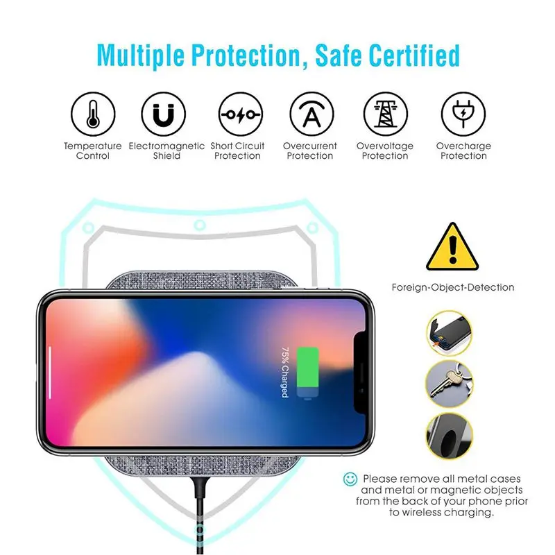 AAAE Top-7.5W быстрая Беспроводная зарядка с адаптером QC3.0 предназначен для iPhone X/8/8 Plus/samsung Galaxy S9/S9+/S8/S8+/Note 8