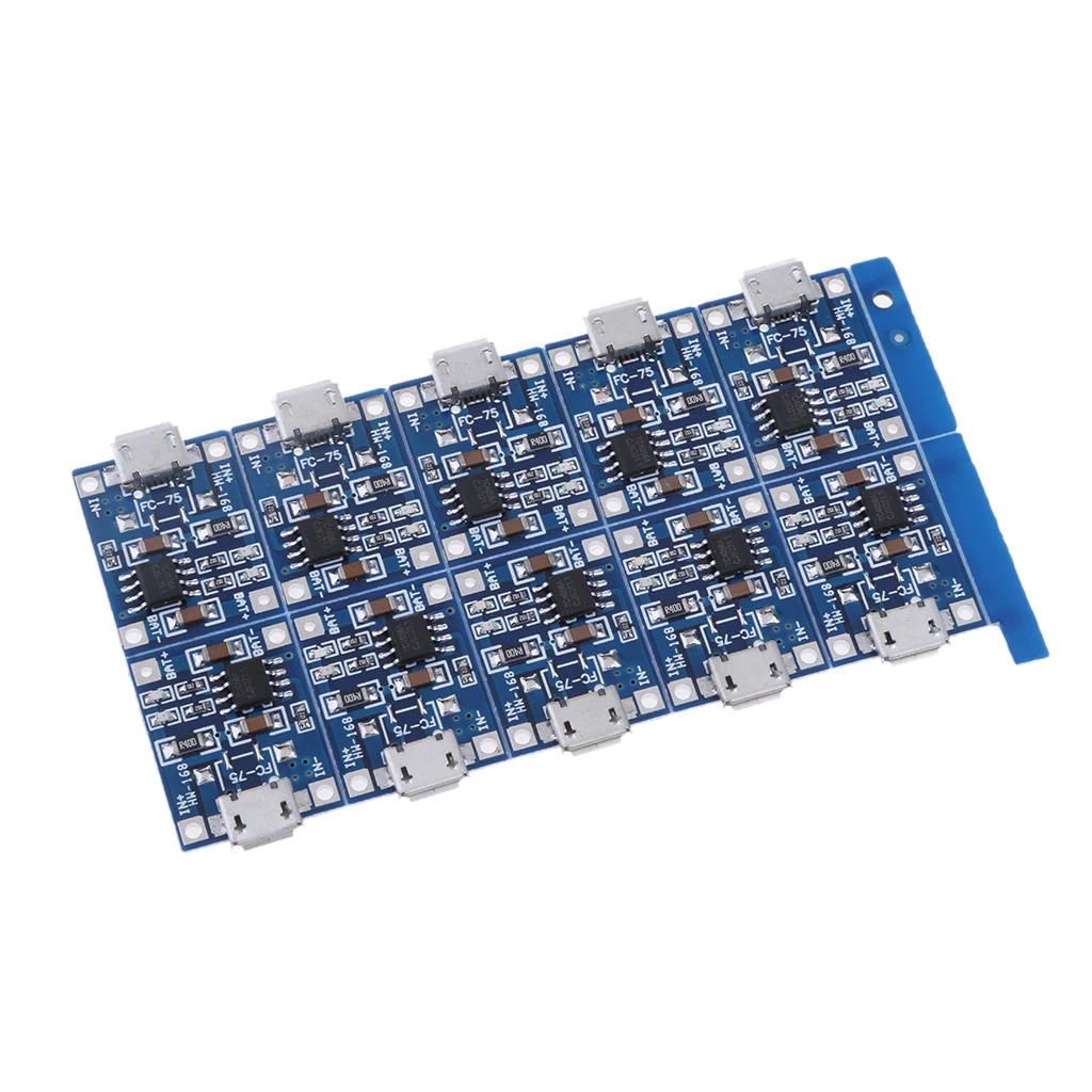 Durable 10Pcs Micro USB Battery Charger Module 5V 1A Charging Board LED Voltmeter Easy Use