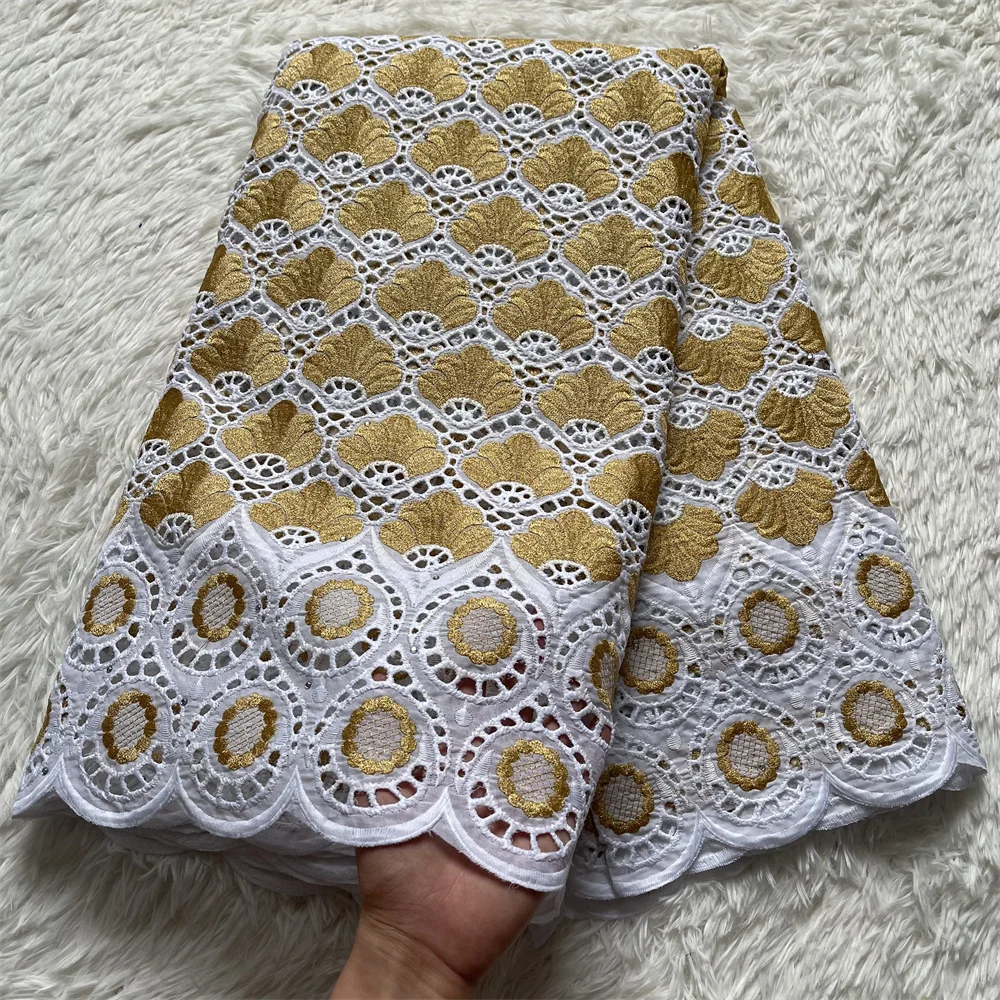 Latest2021 High Quality African Tulle Lace Fabric Cotton Embroidery Swiss French Wedding Prom Dresses Damask Golden 2.5Yards | Дом и сад