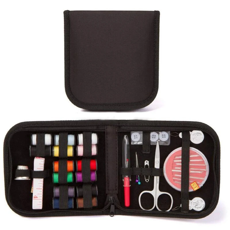 0001 27pcs/set Portable Travel Sewing Box Kit Sewing Thread Stitches Knitting Needles Tools Cloth Buttons Craft Scissor Mom Gifts - Цвет: 0001