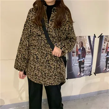 

Alien Kitty Vintage Leopard Chic 2019 Loose Fresh Vintage Casual Autumn Stylish Retro Feminine All Match Warm Jacket Long Coats