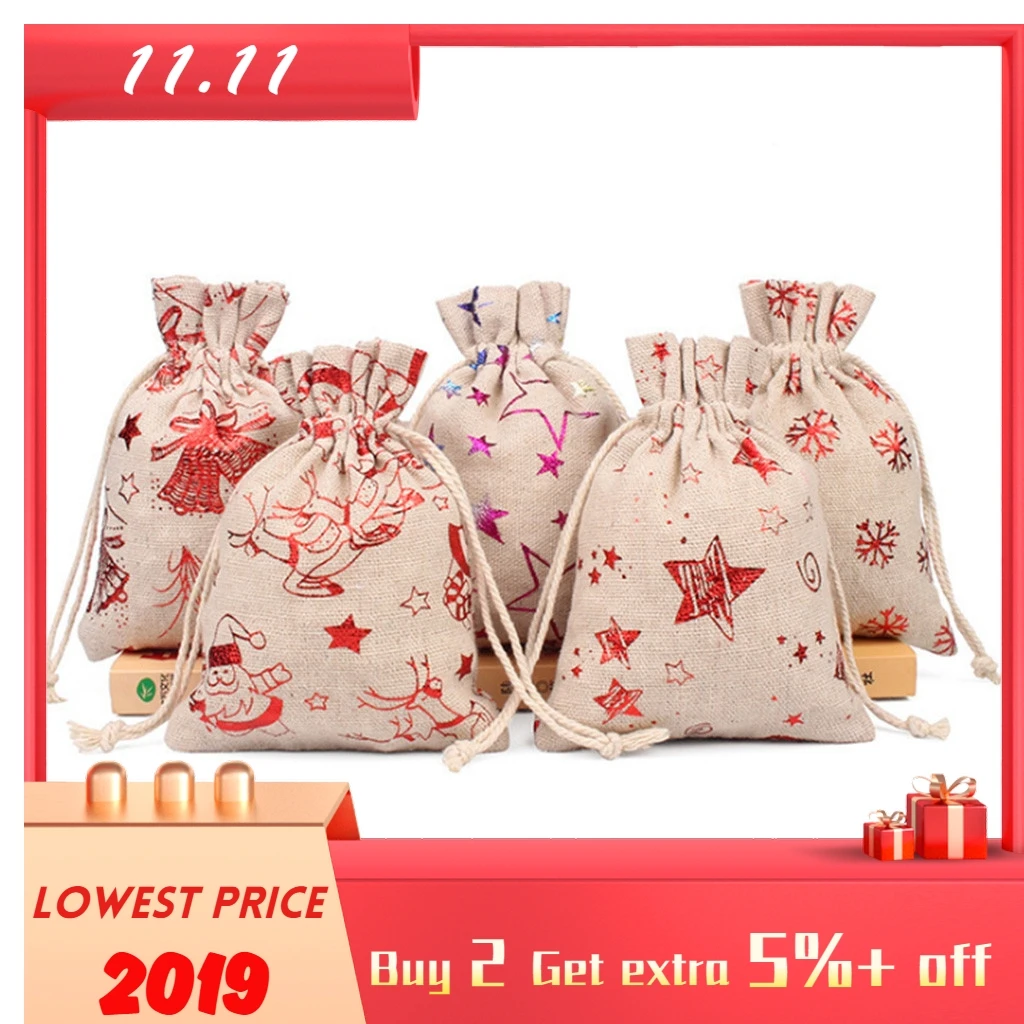 

24pcs Christmas Gift Bags Calendar Countdown Jute Bag Candy Storage Pouch Diy Christmas Advent Calendar Bag Calendrier Avent