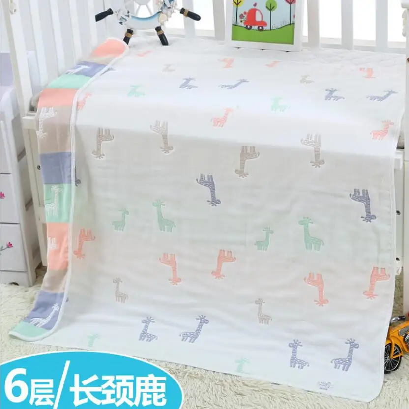 Детское одеяло для девочек, 6 слоев, хлопок, 150*200 см, Мультяшные одеяла для новорожденных мальчиков, пеленка для детей - Цвет: YJM003I
