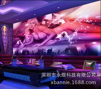 

3D KTV Sexy Women Large Mural Karaoke Wall Bar Theme Wallpaper Flash Wallpaper