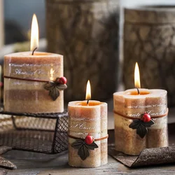 Christmas New Year Incense and Candles Cylinder and Flower Shaped Candlelight Dinner Birthday and Wedding Gifts