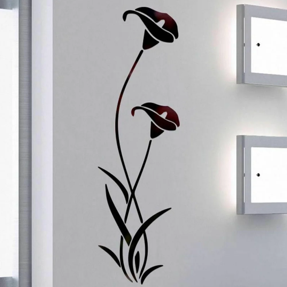 3D DIY зеркальный эффект цветок лоза акриловый шкаф фон настенные наклейки Изысканная Настенная Наклейка украшение дома