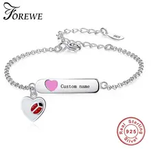 Браслет-цепочка с буквами и надписью «имя», 925 пробы Серебряный браслет в виде божьей коровки в форме сердца для девочек, детские Персонализированные ювелирные изделия, Рождественский подарок