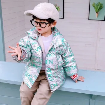 

Winter jacket for boy Children down jacket for girl Colorful stand collar letters Middle and small children Thicken down jacket