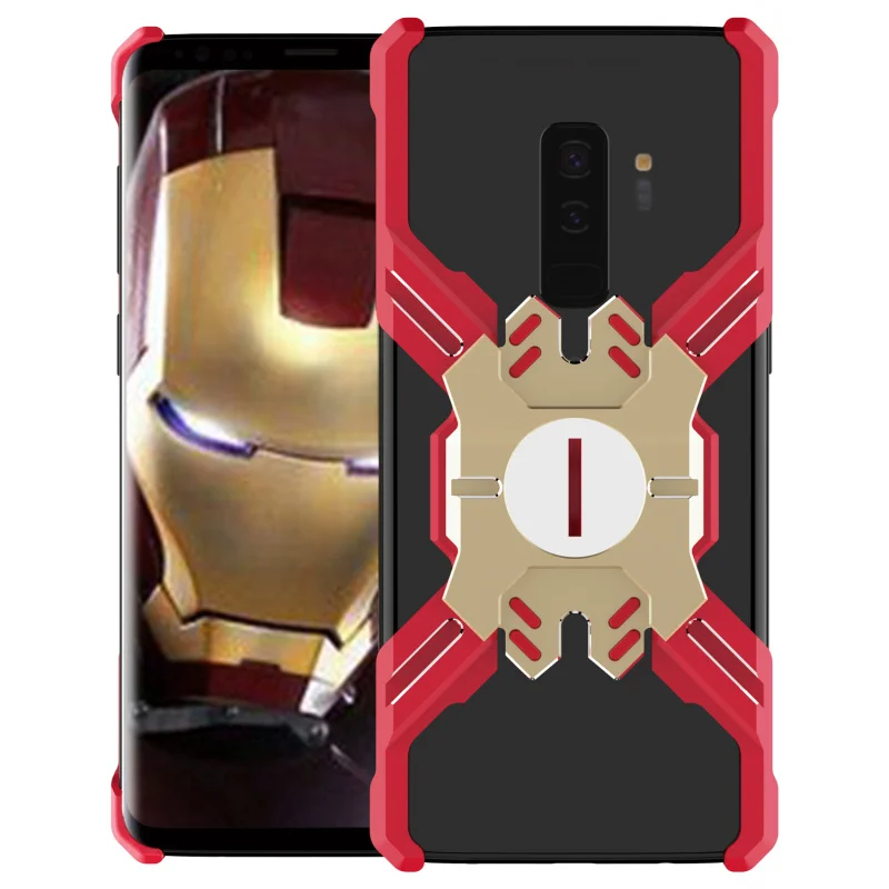 Герой Marvel элементы Алюминиевый металлический бампер чехол для samsung Galaxy S9/S9 Plus ультра тонкий жесткий защитный бампер для телефона - Цвет: Red Gold