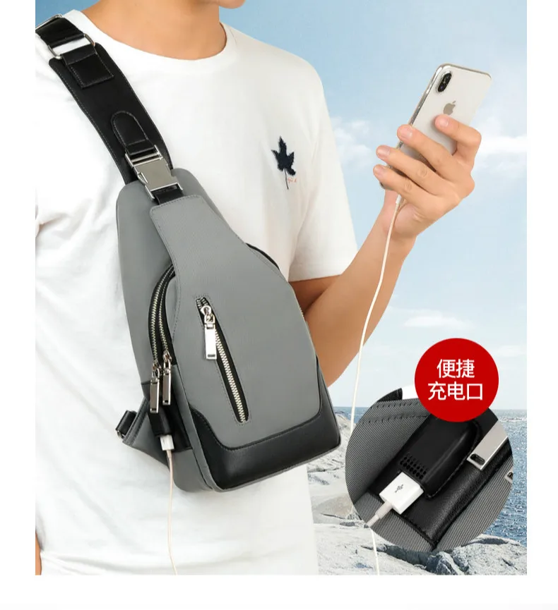 BARNOROO Messengers Short Trip Chest Pack Waterproof Sing Shoulder Bags Leather Chest Bag Man Crossbody Bags