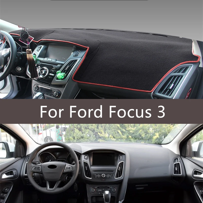Для леворульных автомобилей Ford Focus 2 3 2013 2012 2011 2010 2009 приборной панели автомобиля Обложка Коврик Защитная площадка покрытие автомобиля аксессуары - Название цвета: Red For Focus 3