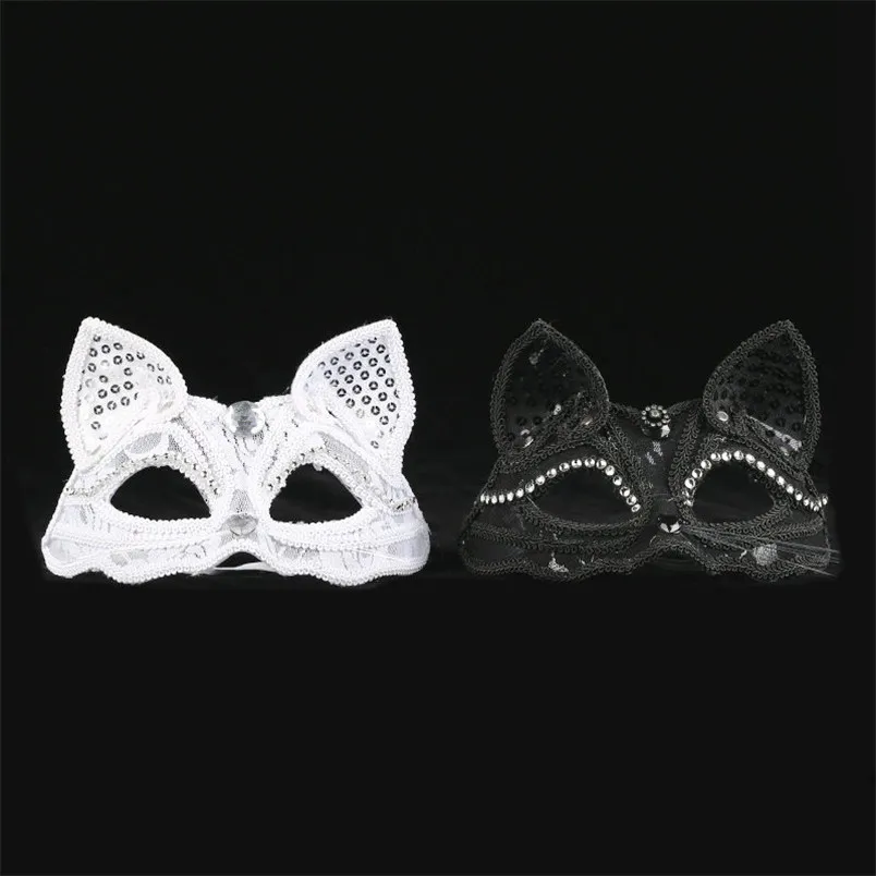 Venetian Masquerade Mask Women's Sexy Black Glitter Fancy Cat Lace Eye Mask Festival Party Toys Cute Kids Toys 30LY31 (3)