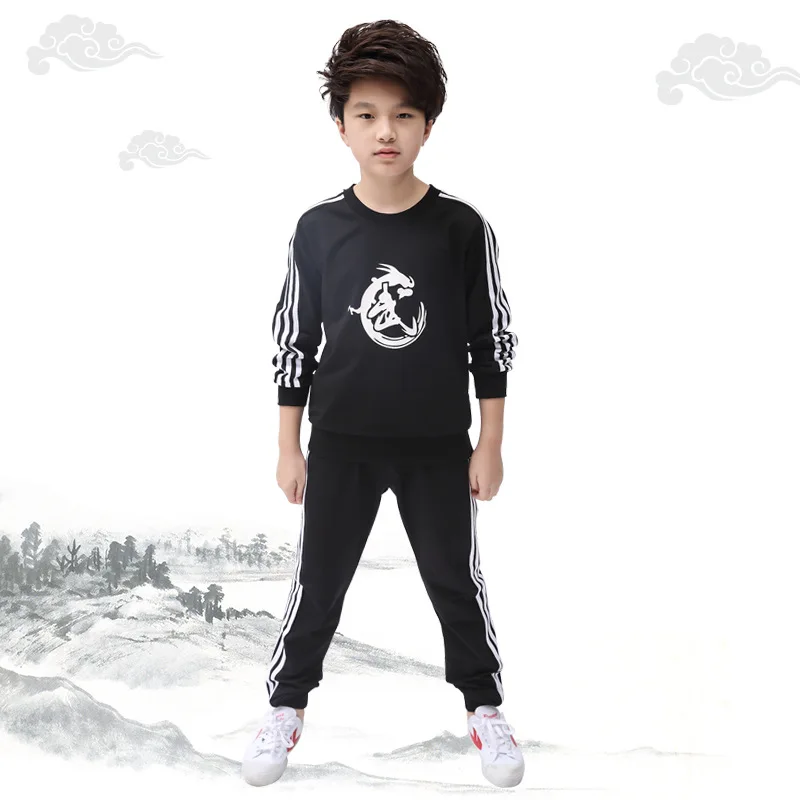 Voor Hoogte 110-180Cm Kind Gym Set Jongens Kungfu Pak Trainingspak Meisjes  Lente Herfst Streep Kleding Sets Wushu kids Kleding Suits - AliExpress