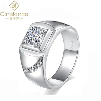 

Cinsionze Moissanite Ring Men's Sterling Silver o.5/1 Carat Wedding Ring