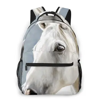 

2020 OLN Travel Backpacks Portrait Of White Horse Girl Backpack For Women Large Capacity School Bag For Teenage