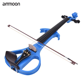 

ammoon VE-209 Full Size 4/4 Solid Wood Silent Electric Violin Fiddle Maple Ebony Fingerboard Tailpiece with Bow Hard Case Tuner