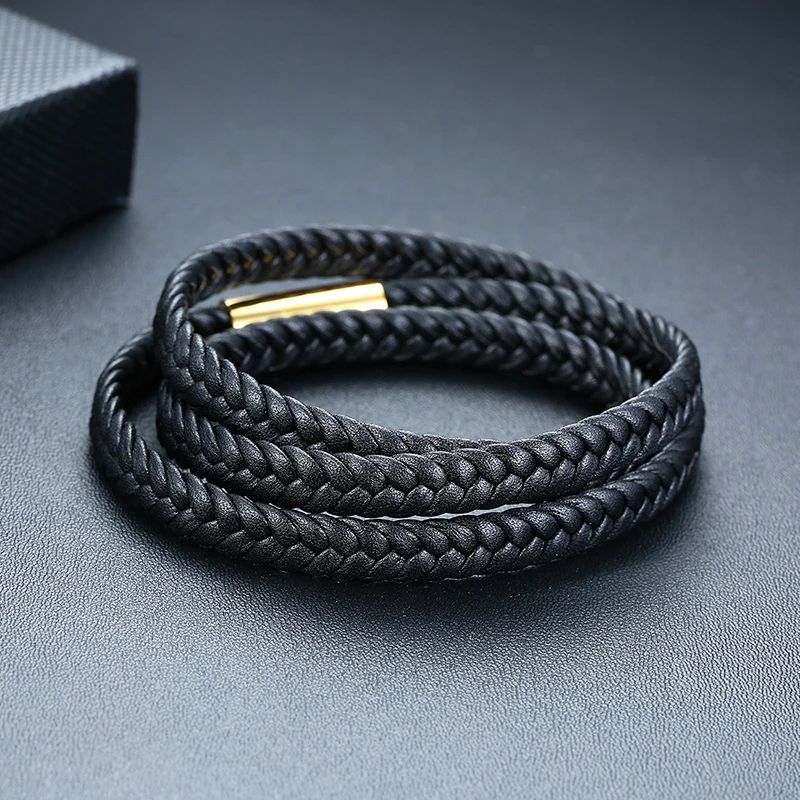 Vnox плетеный браслет из натуральной кожи с длинным ремешком для мужчин, многослойные мужские браслеты ручной работы, мужские повседневные ювелирные изделия