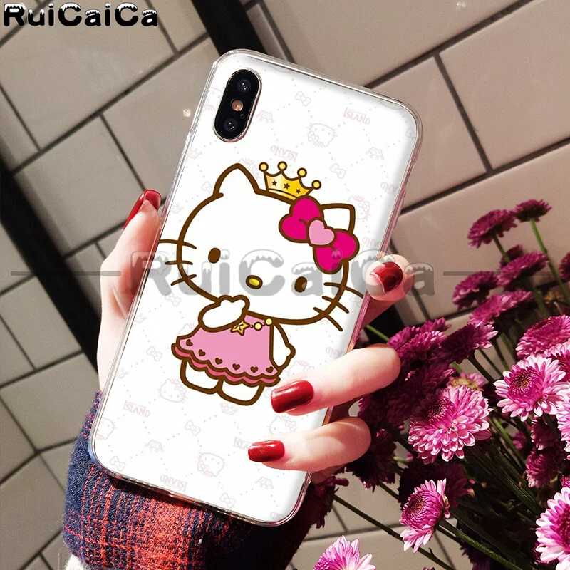 RuiCaiCa прекрасный розовый чехол hello kitty Coque Shell для телефона iPhone 5 5Sx 6 7 7plus 8 8Plus X XS MAX XR - Цвет: A11