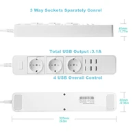 Smart Wifi Power Strip Surge Protector Multiple Sockets 4 USB Port Timer Voice Wirelss Remote Control by Echo Alexa Google Home