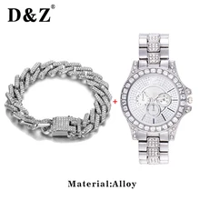 D& Z 1 компл. Роскошные Iced Out Bling проложили зубец CZ звено цепи браслет для мужчин хип хоп ручной аксессуары подарок