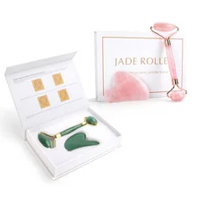 

Face Lifting Tool Massager Rose Quartz Roller Slimming Natural Jade Facial Massage Roller Stone Skin Massage Beauty Care Set Box