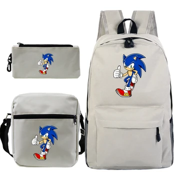 

Sonic Rucksack Rucksack Boys Girls School Backpack Bags Teenager Travel Bookbag with Crossbody Bag Pen Bags