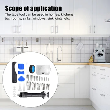 

32pcs Door Window Home Nozzle Applicator Portable Sink Joint Reusable Edge Caulking Tool Kit 6 In 1 Bathroom Sealant Finishing