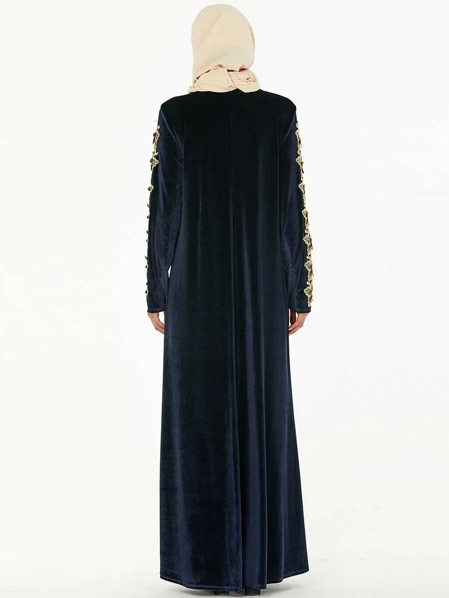 Мусульманское платье, вышитое бисером, макси платье, бархат, abaya, женское, jilbaw, винтажное длинное платье, Арабский исламский, одежда с длинными рукавами, осень