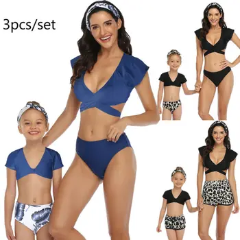 

UK Family Matching Sexy Swimwear Mother Daughter Women Kid Baby Girls Swimsuit