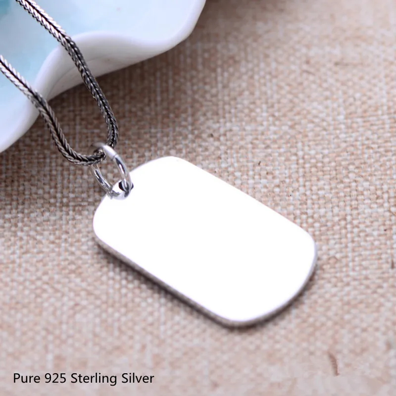 925 Sterling Silver Pendant Chain Light Smooth Flat Silver Tag Necklace For Man Woman Fashion Punk Fine Jewelry Chain pendant necklace,silver necklace
