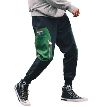 

Spring and Autumn New Pants Men's Casual Hip Hop Multi-pocket Overalls Tide Card Harlan Slim feet feet long pants men