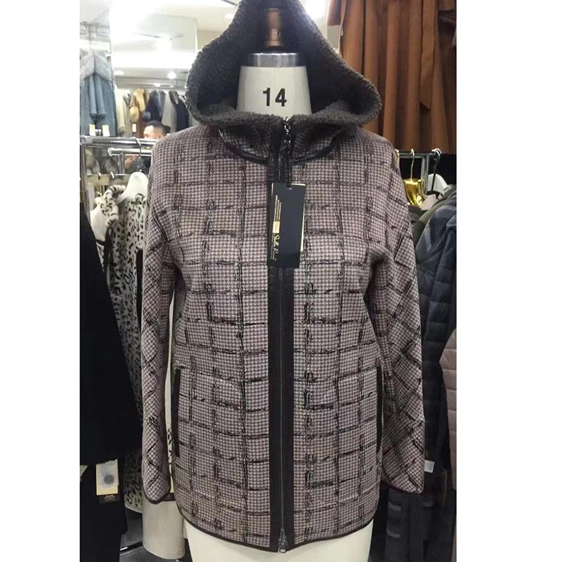 

women spring and autumn coat parka jacket double hooded suede Granular pile fabric zipper 530269m