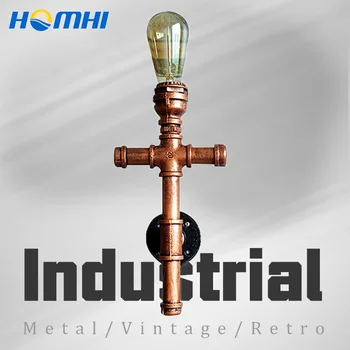 

industrial pipe cross vintage wall lamp for living room country loft industrial home decor led wall lights for home living room