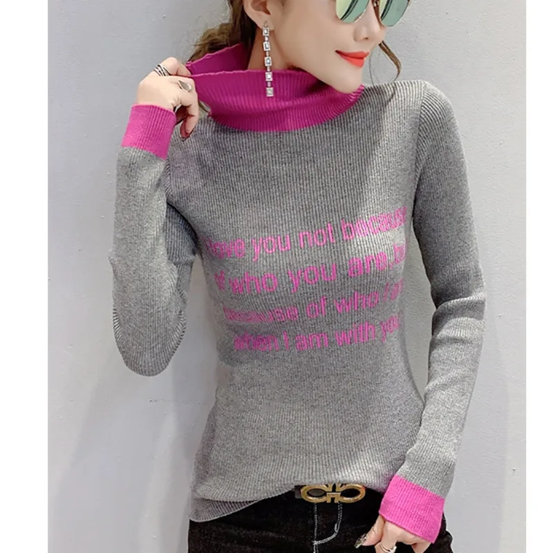 

#4301 Black Grey Green Red Fashion Slim Turtleneck Women Sweater Sexy Harajuku Female Sweater Long Sleeved Basic Pullovers Women
