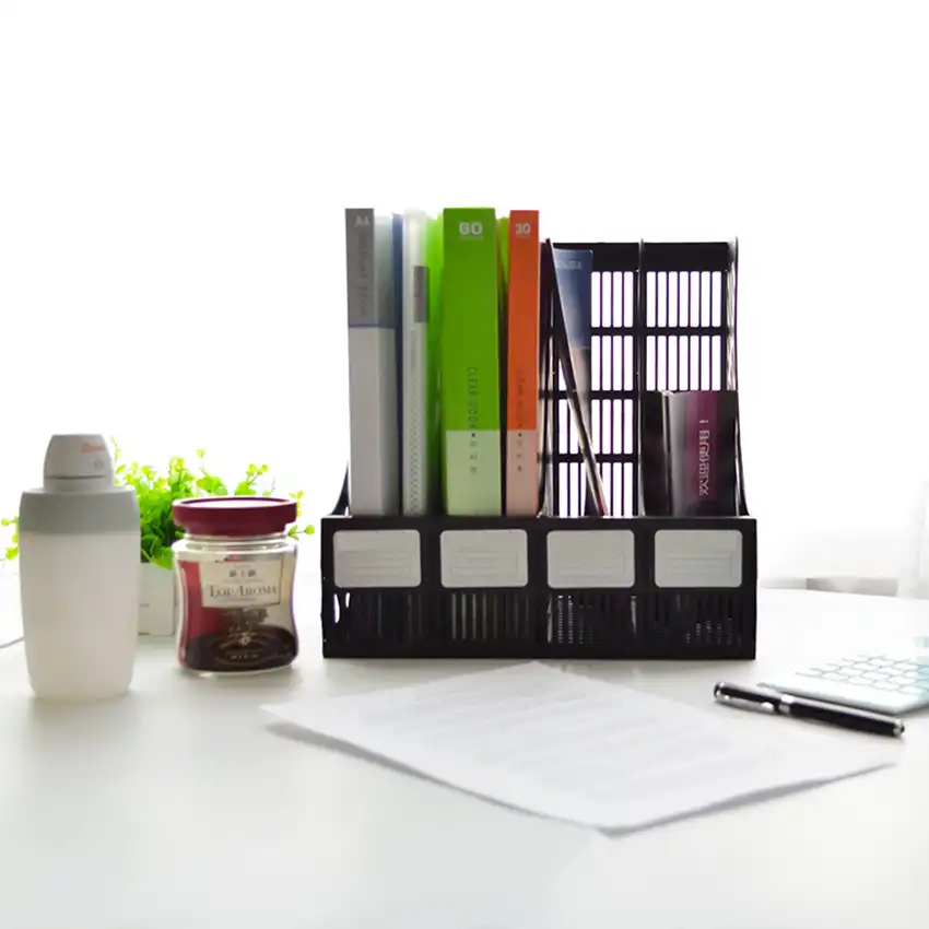 4 Tier Organizers for Business Home School Stores Organize Files Folders Letters Paper Binders for Office Home School File Organizer Bookshelf Paper Tray Desk Organizer