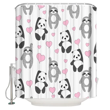 

Valentine's day themed Love Design Shower Curtain Stuffed Picture Sloth Panda