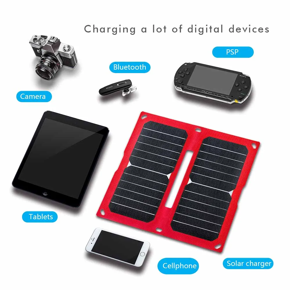 14 Вт солнечное зарядное устройство etfe Водонепроницаемый quick charge dual usb 1 DC для пешего туризма camper альпинизма для зарядки мобильного телефона power bank планшета