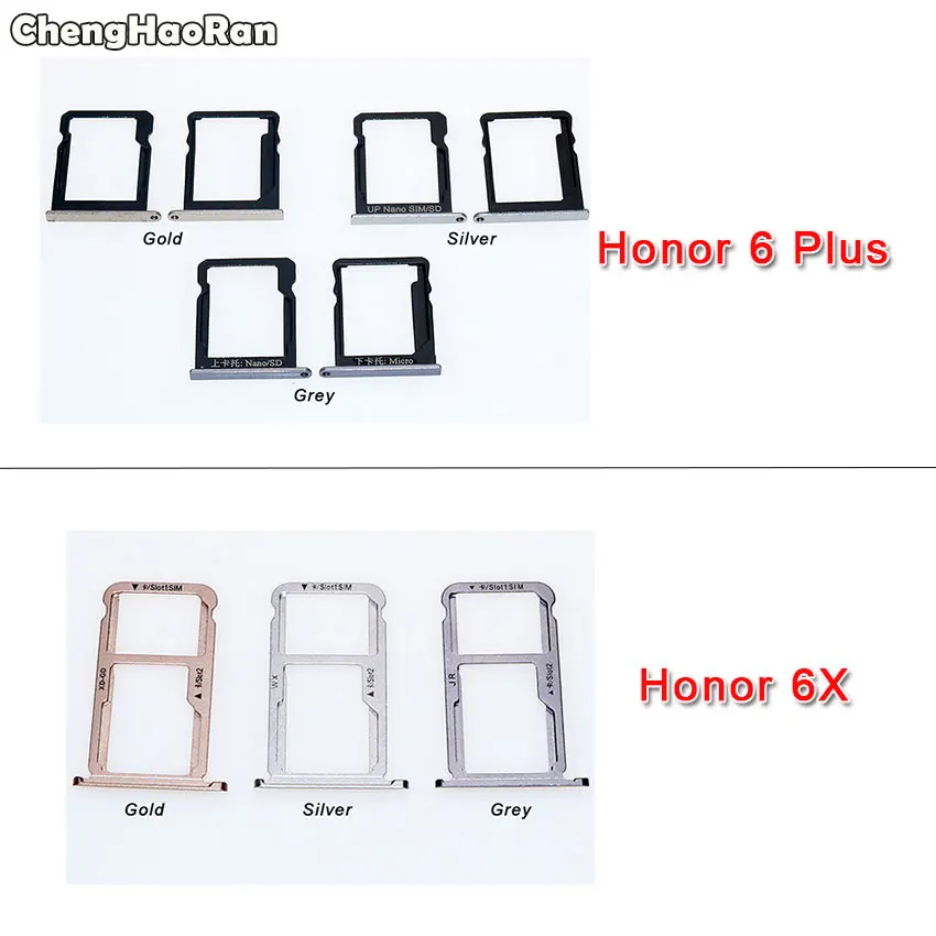 

ChengHaoRan SIM Card Tray Dual Slot Holder Carrier Container Micro SD Card Tray Repair Part for Huawei Honor 6 Plus/ Honor 6X