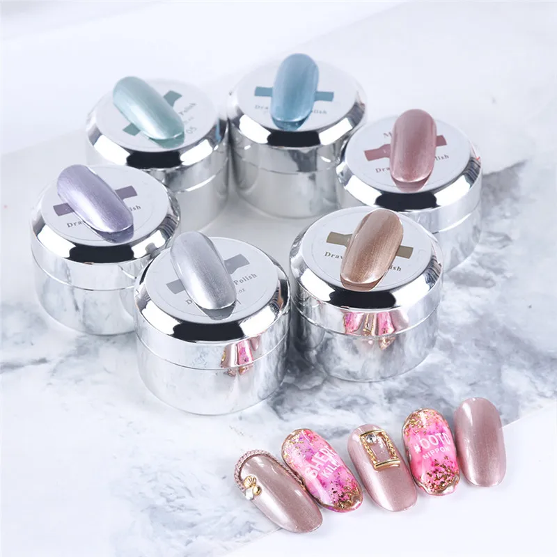 6ml Metallic Mirror Nail Gel Polish Wire Drawing Painting Gel Lacquer UV or LED Lamp Soak Off Nail Art Edge Varnish Glue