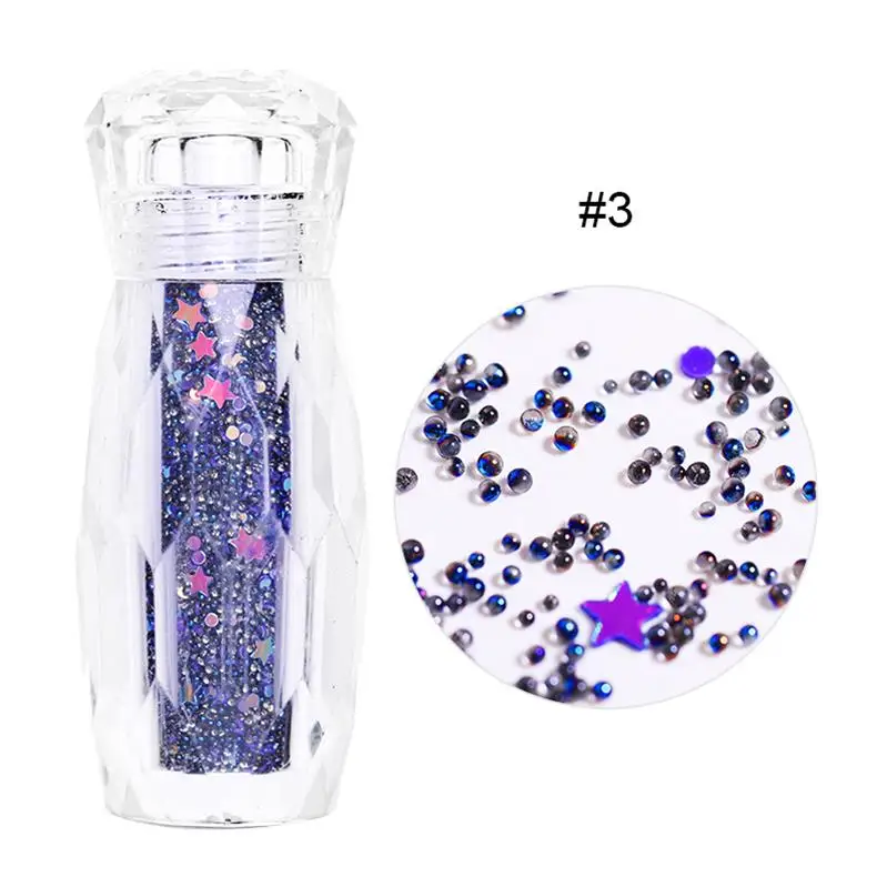 Color-3 5ML Crystal Glass Nails Beads Glitter Rhinestones for Nails Design Nail Art Decoration Tiny 3D Micro Beads Ball 8 Colors - Цвет: Color-3