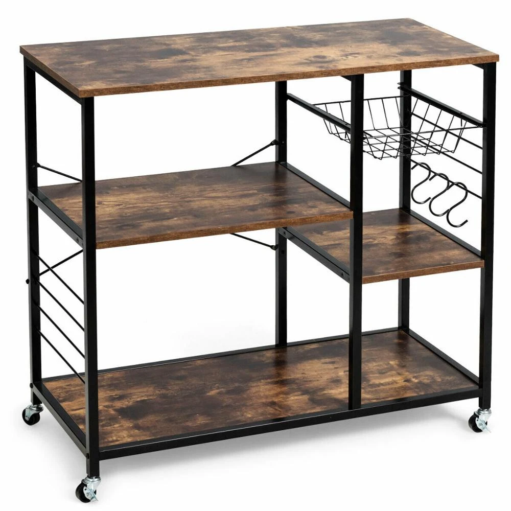 Rolling Industrial Kitchen Bakers Rack Kitchen Island Utility Storage Shelf Kitchen Islands Trolleys Aliexpress