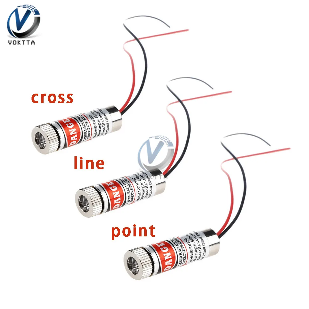 

650nm 5mW 3V 5V Laser Red Point / Line / Cross Laser Module Head Glass Lens Focusable Industrial Class Adjustable Beam Version