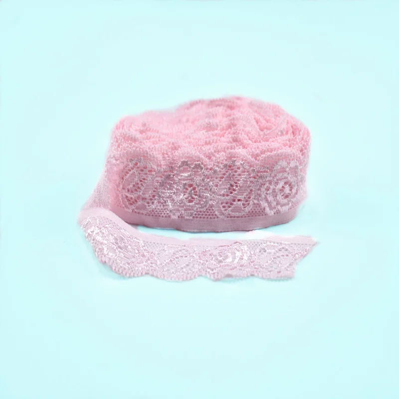 Light pink 10 ярдов/партия винно-красное эластичное кружево отделка для шитья одежды Свадебные украшения 24 мм стрейч кружево ткань лента вышивка DIY - Цвет: Light pink