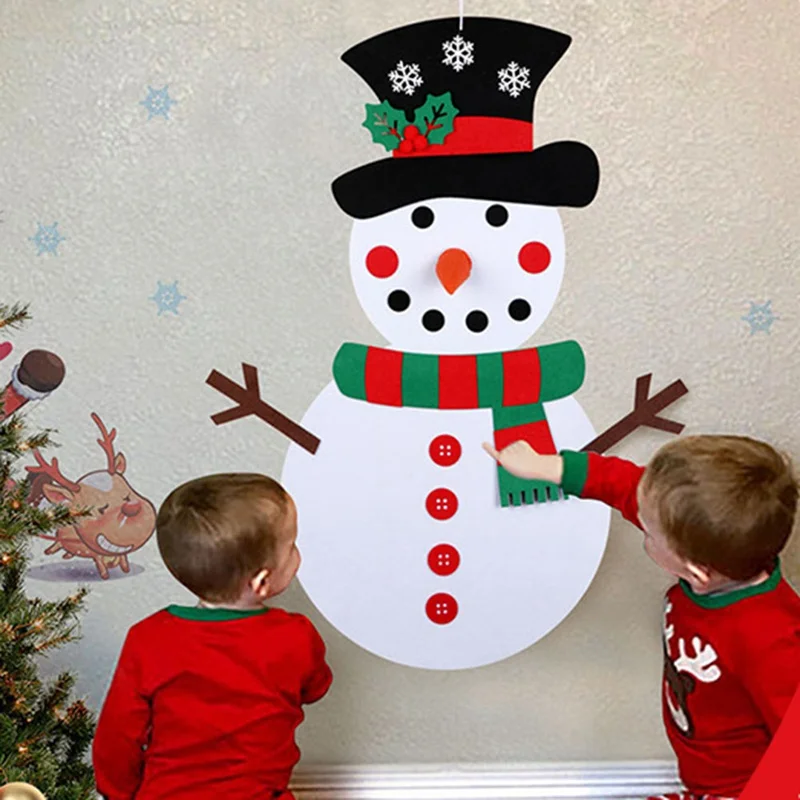 Christmas DIY Felt Snowman New Year Gift Kids Toys with Ornaments Door Wall Hanging Kit Christmas Decorations for Home